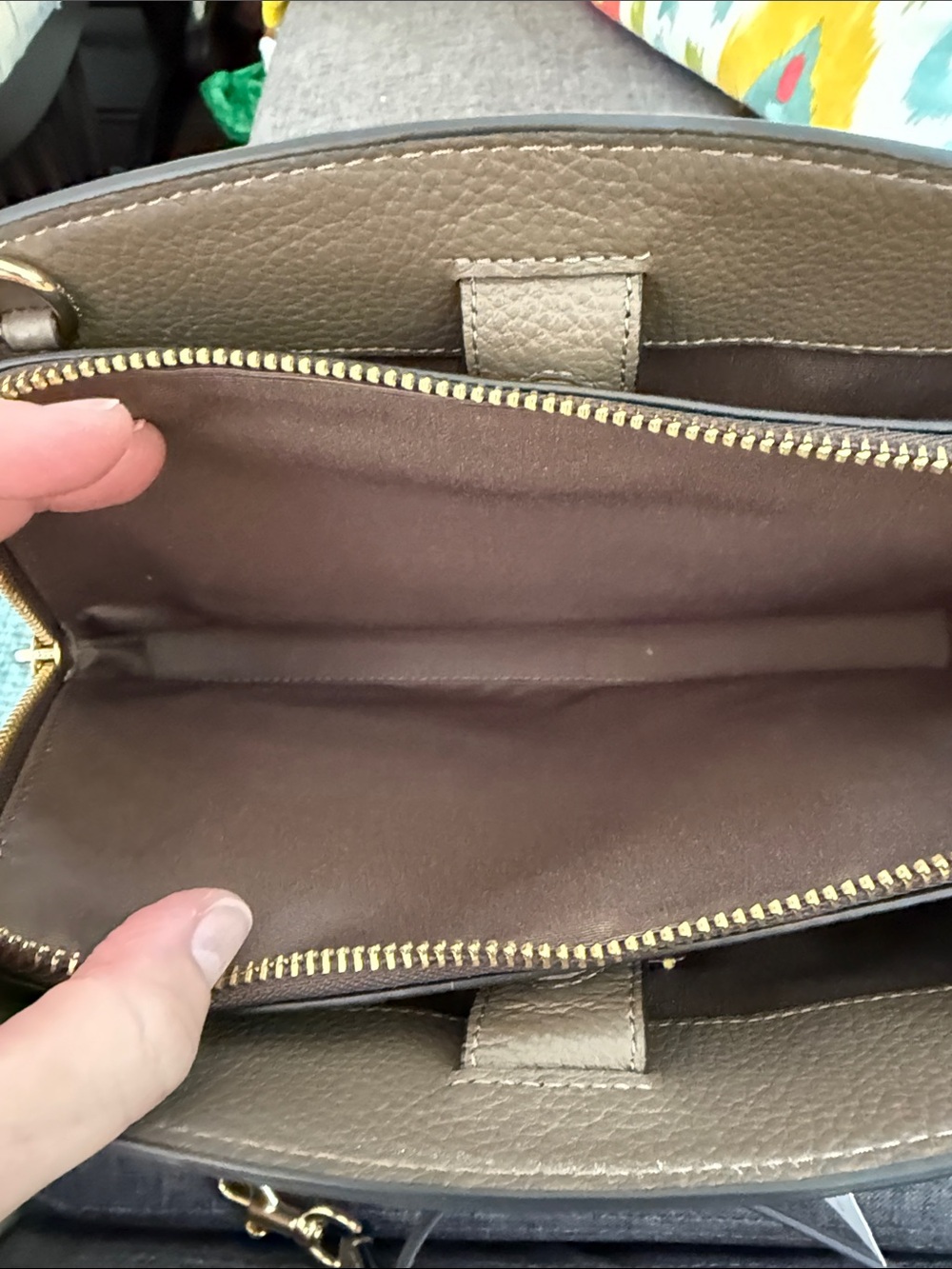 COACH Taupe dark stone Pebbled Leather Dome Satchel with Gold Hardware NWT - Picture 11 of 12